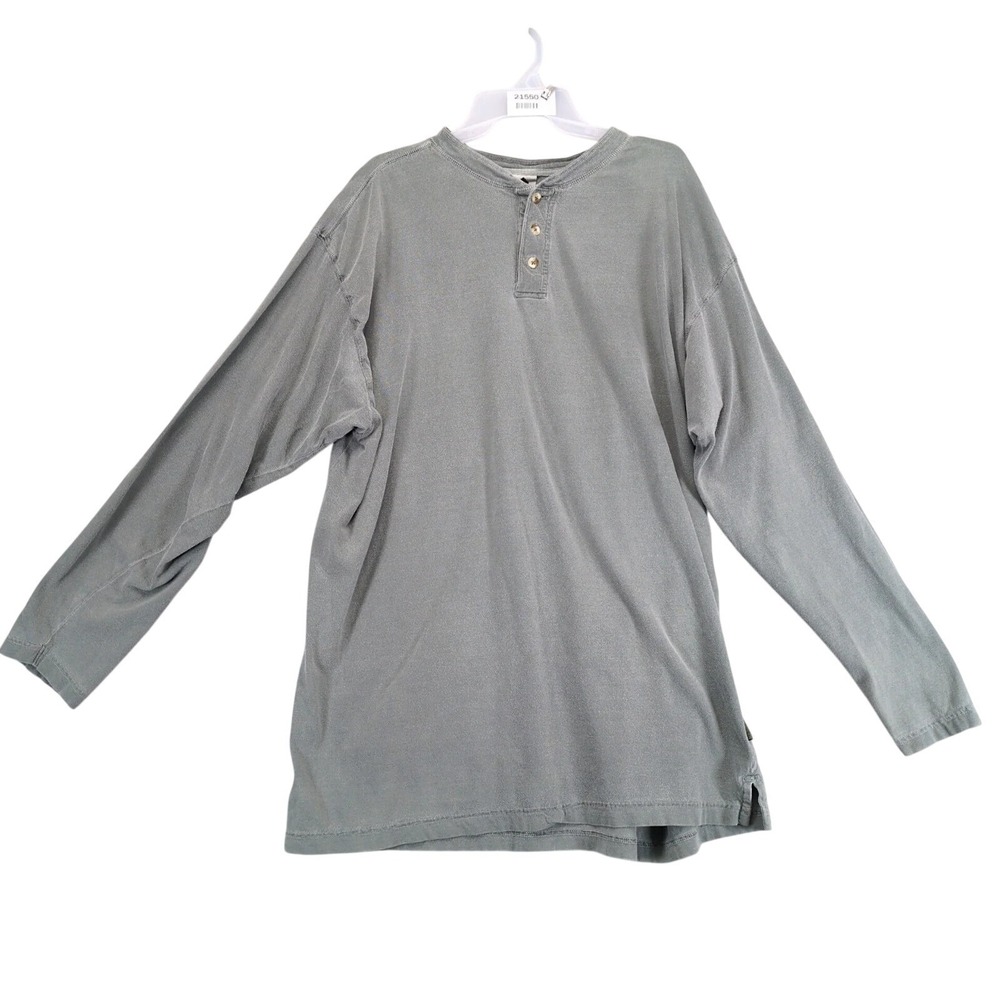 Vintage Columbia Gray Long Sleeve Henley Shirt Mens XXL Cotton 90s-Y2K Gorpcore